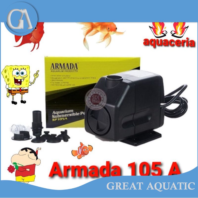 ARMADA sp 105 A pompa celup aquarium kolam hidroponik pompa celup air