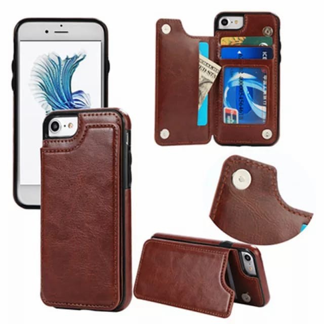CASE IPHONE 8 PLUS / 7 PLUS FLIP Soft Casing Kulit Stand Dompet Kartu