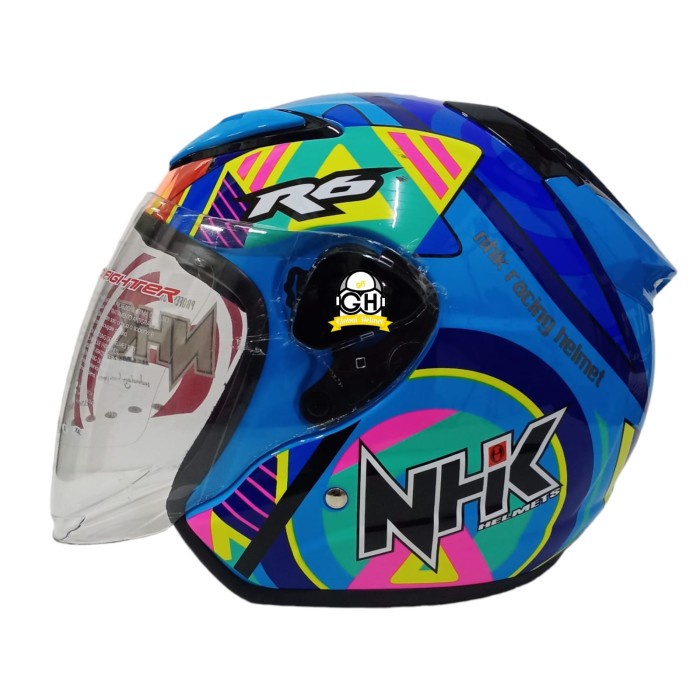 [DK98] HELM HALF FACE NHK R6 R-6 MOTIF PIGMENT BLUE FLO - XL