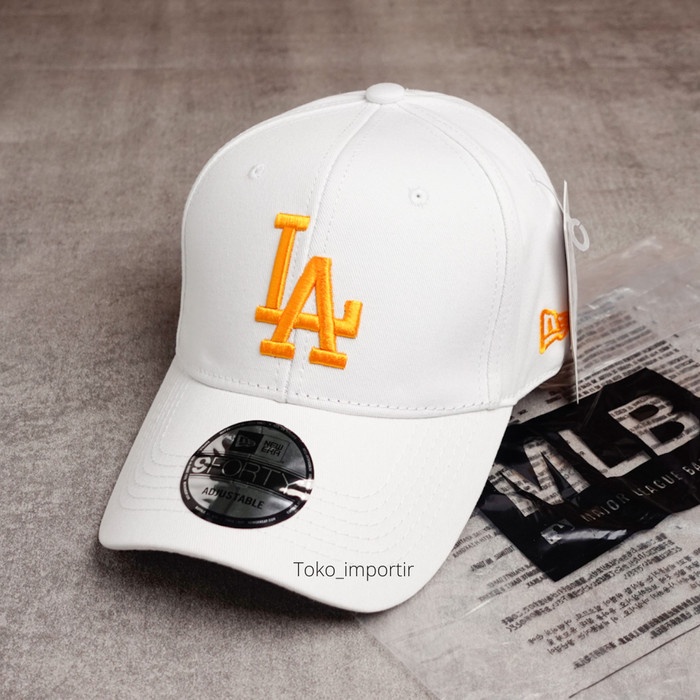 ✨MURAH✨ -Topi Baseball LA MLB Mirror import Pria unisex Putih - list merah