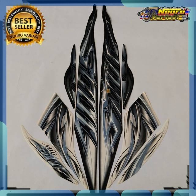 Stiker striping yamaha mio soul 2012 putih hitam bagus