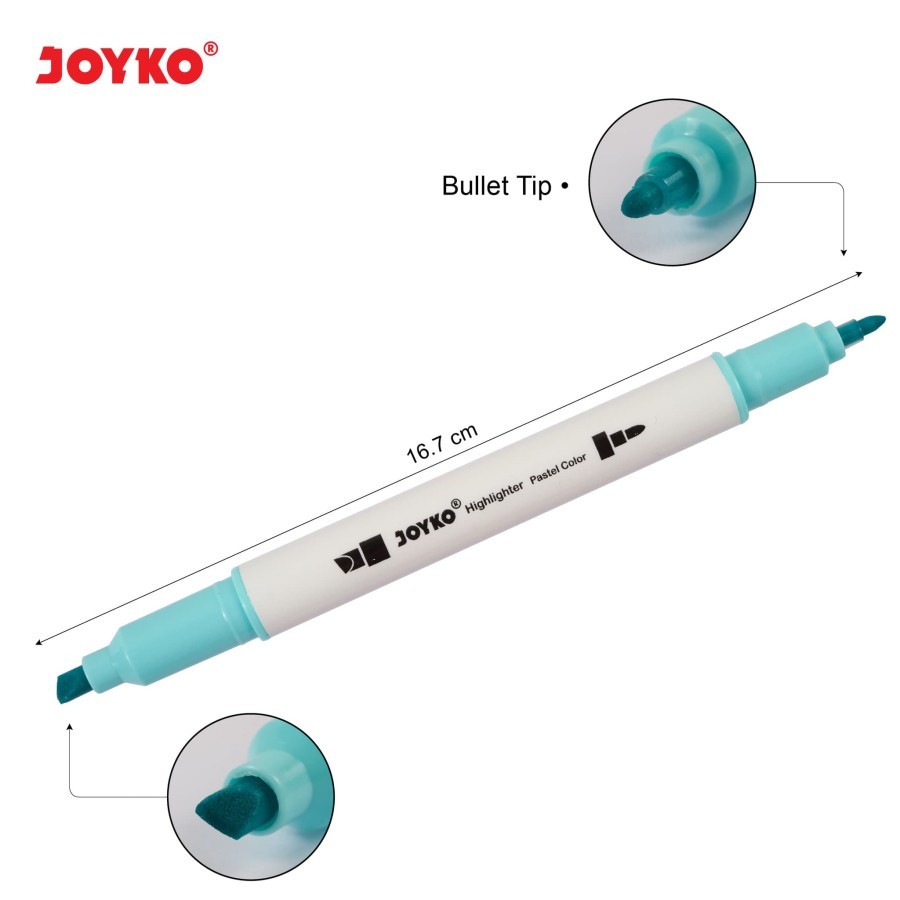 

HJK Joyko Highlighter HL-55 1 Set Isi 12Pcs Dual Tip / Penanda 12 Warna Pastel Color Lucu Unik Murah