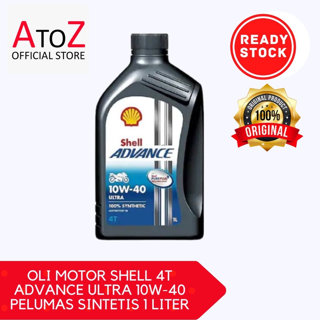 OLI MOTOR SHELL 1 liter 4T ADVANCE ULTRA 10W-40 - OLI SEPEDA MOTOR OLI SHELL PELUMAS SINTETIS