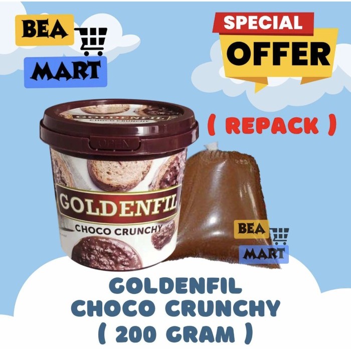 

GOLDENFILL Choco Crunchy 1 kg 200 gr | Selai Topping Coklat Cokelat Ember 1kg 200gr Repack
