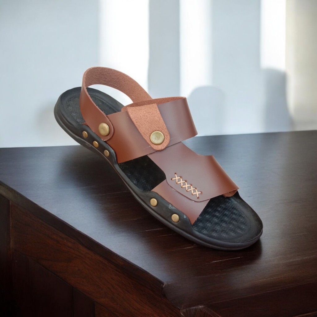 Sandal Pria Terbaru / Sandal Selop Kulit Terlaris / Sandal Kulit Pria Dewasa Merk YOENKOE Tasikmalay