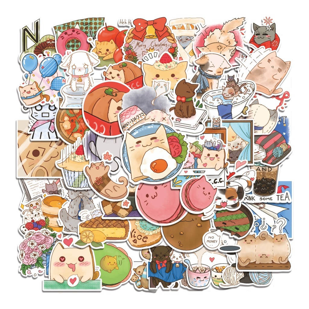 

COD 50 Pcs Stiker Cozy Cat Crafts (Kucing Nyaman dan Kreatif) Lucu Anti Air Untuk Dekorasi Notebook Sepeda Skateboard Handphone