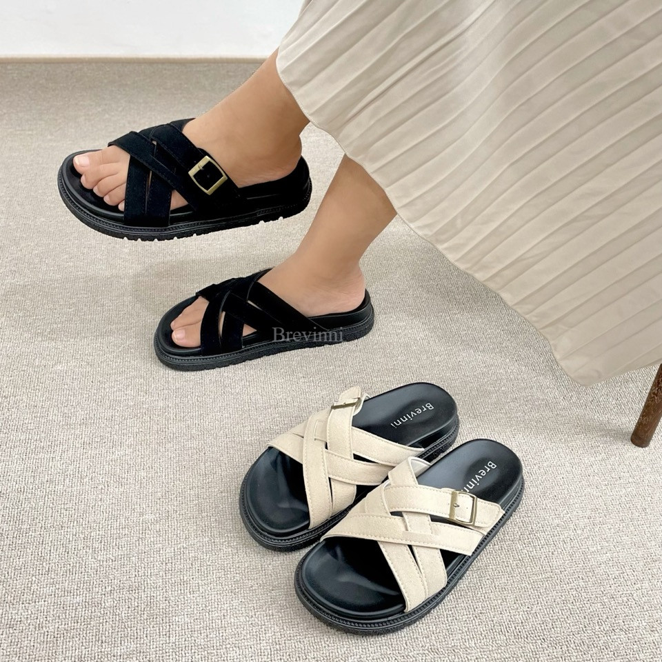BREVINNI Virginia Sandal Flat || Sendal Flat Wanita || sandal wanita || sendal teplek wanita || sand