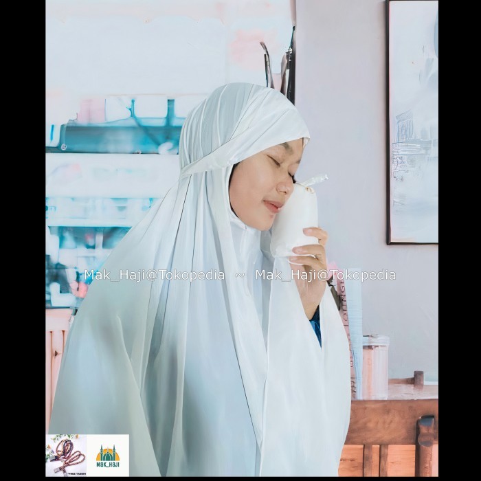 MUKENA DEWASA POLOS TRAVELING MINI POUCH 3in1 AYANA PARASUT MEWAH PREM - Putih TERLARIS