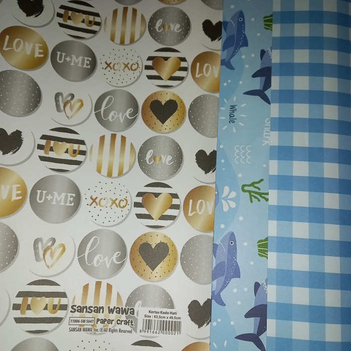 

Kertas Kado Sansan Wawa paper craft 63 x 49 cm 1 set 2 lbr Random