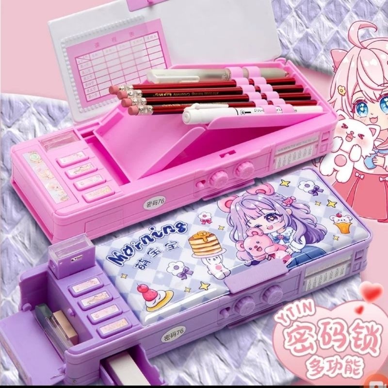 

TERMURAH Kotak Pensil Anak Perempuan Kode Sandi Password Pencil Case Tombol XX-4