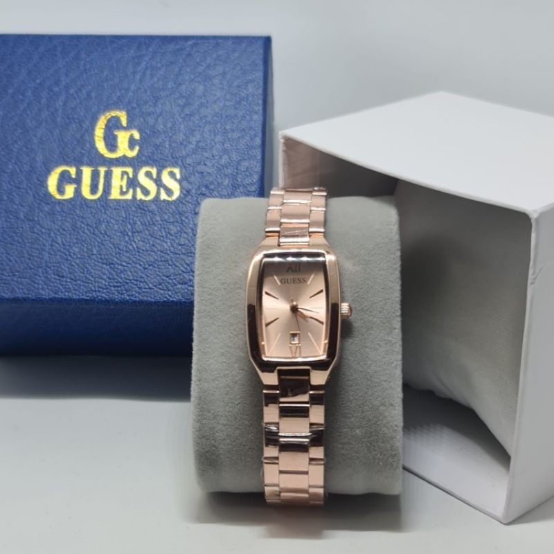 Promo Paket Box Ori Gc  Jam Tangan Wanita Anti Air Guess Gc Mode Oval Tanggal On Tali Rantai Solid