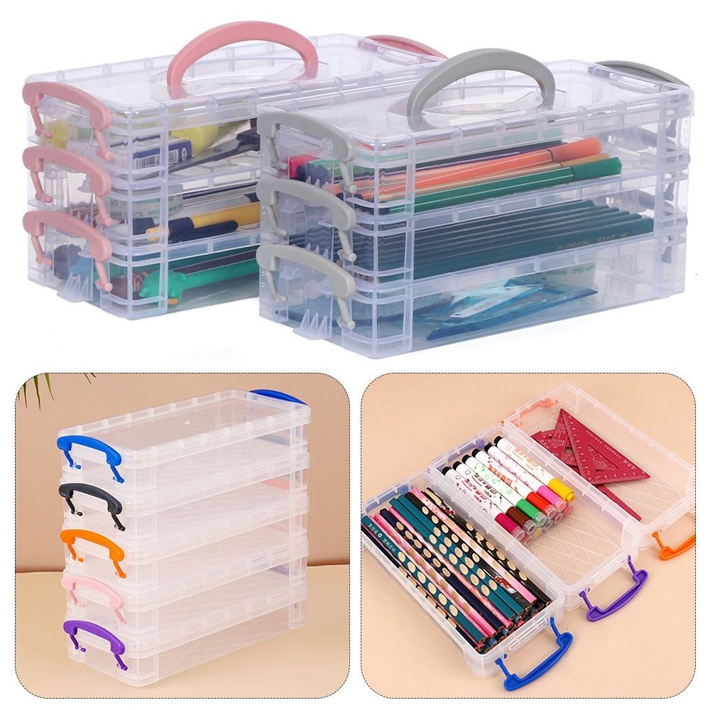 

3/6-layer Paintbrush Box Watercolor Detachable Pen Storage Box Color Multi-function Stationery Organizer School Supplies