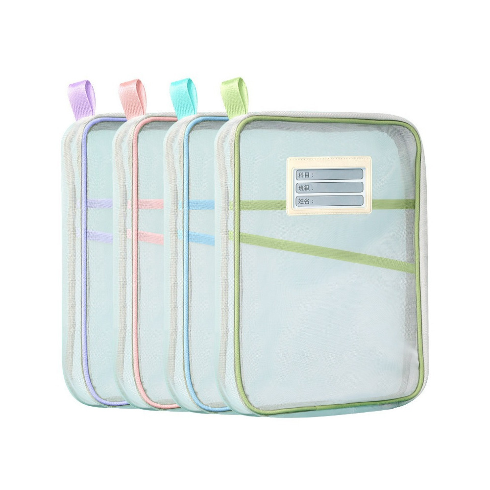 

L-Type Double Zipper Large Capacity Books Homework Organizer A4 File Folders Student Stationery Transparent Storage Bag