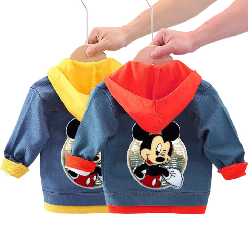 1-6Y Children's Clothing Cartoon Mickey Denim Jacket Autumn Coat Baby Boy Girl Outing Clothes Jacket