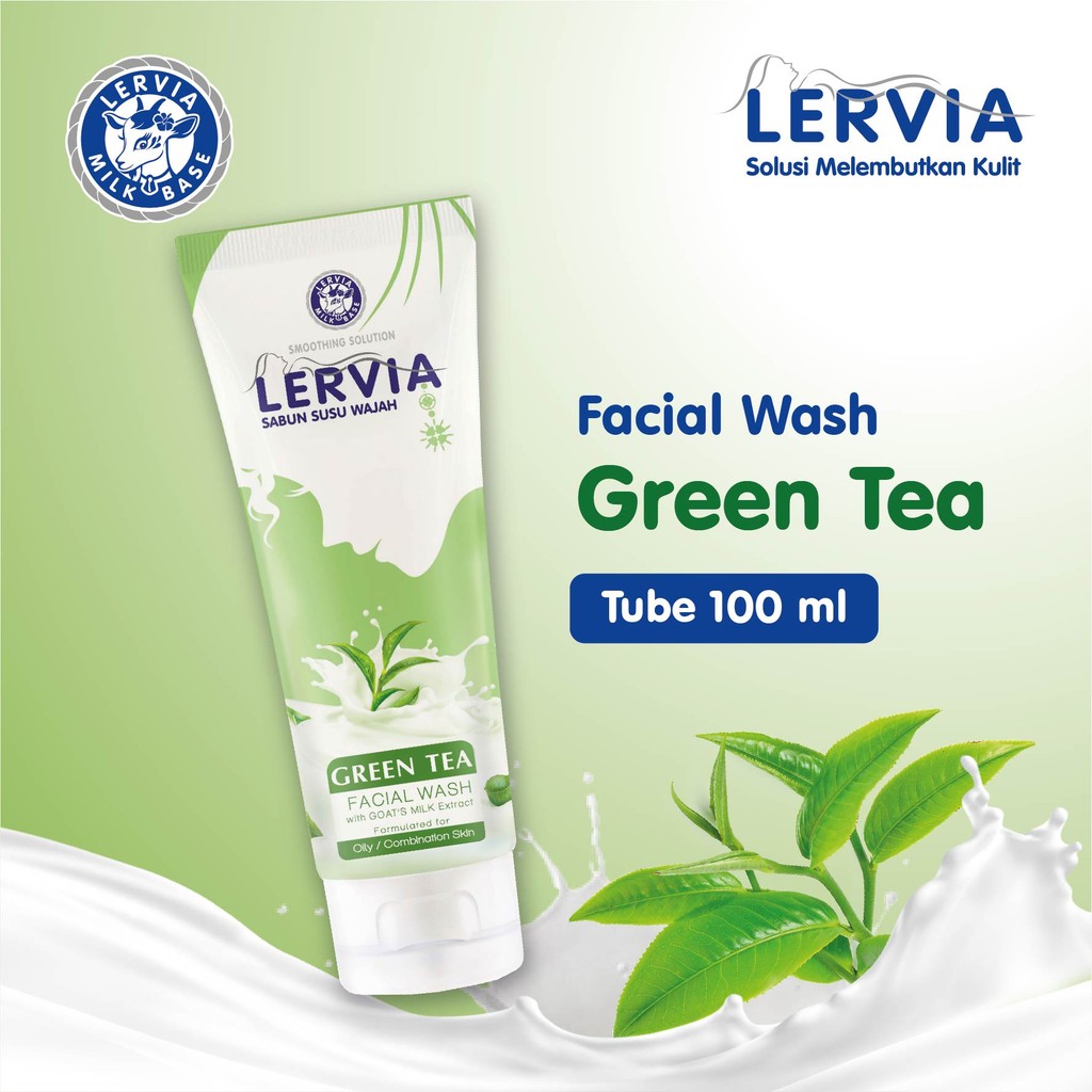 (QH) LERVIA Facial Wash Green Tea Tube 100mL
