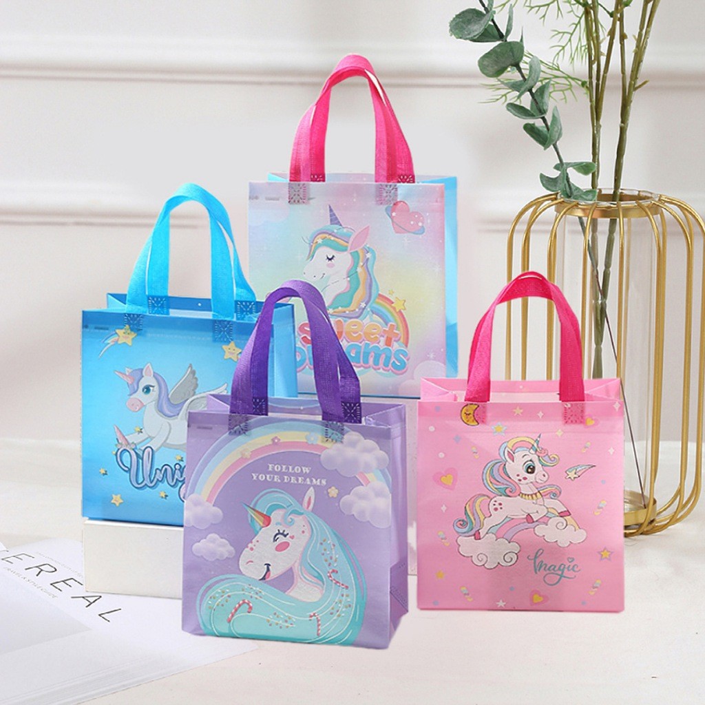 

KaromahID Tas Hampers Non Woven Ultah Anti Air UNICORN 22x11x23cm - Tote Bag / Hand Bag Ulang Tahun