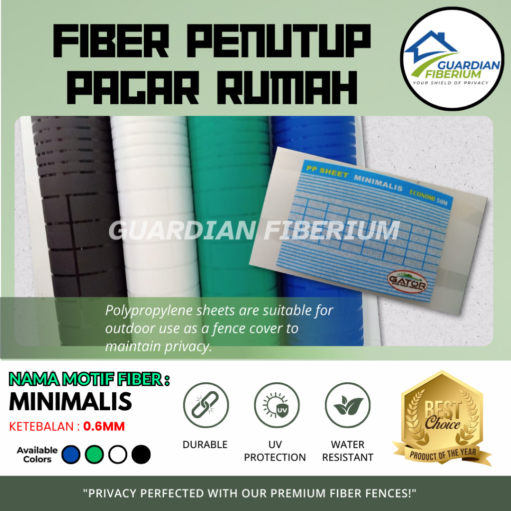 (Harga Per 1/2meter) Fiber Plastik Penutup Pagar Rumah Motif MINIMALIS