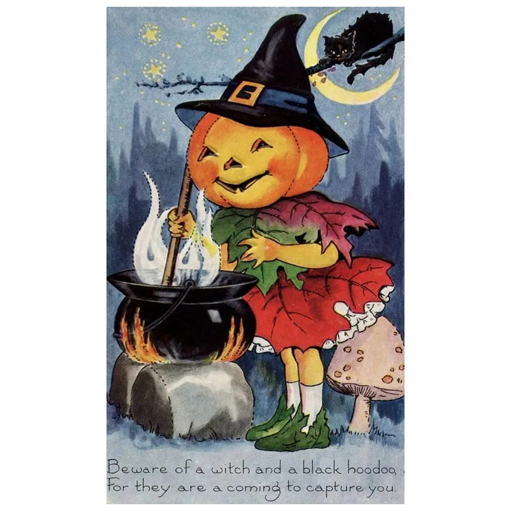 

Vintage Halloween Theme Postcard Clear Figure Printing Non Fading Postcard for Adults Girls Boys Idolaters