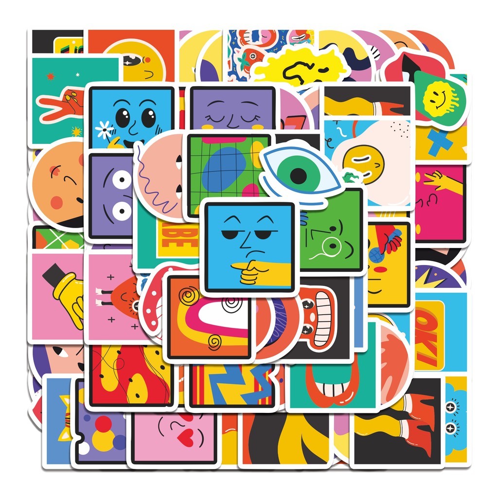 

COD 50 Pcs Stiker Illustrasi penuh warna Lucu Anti Air Untuk Dekorasi Notebook Sepeda Skateboard Handphone