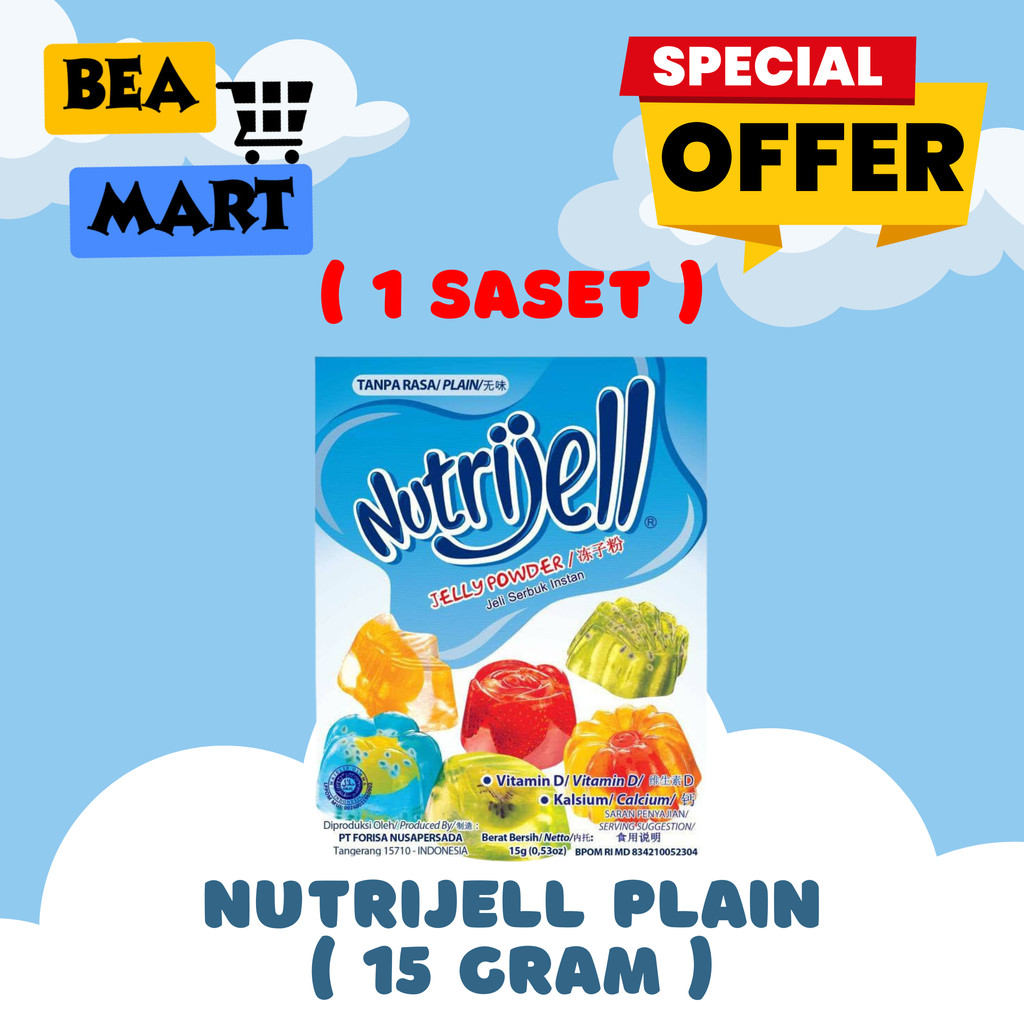 

Nutrijell Plain 15 gr | Agar Agar Tawar Tanpa Rasa Serbuk Jelly 15gr