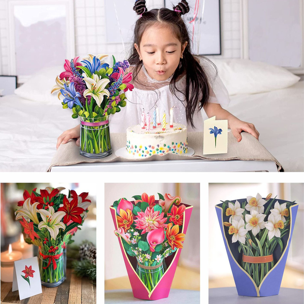 Kartu Ucapan 3D Besar Flower Kartu Ucapan Bentuk Bunga Ulta Greeting 3D Card Pot Bunga Birthday Kart