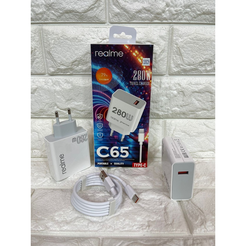 JA (CEK TIPE) C65 CHARGER REALME 280W SUPERDART TRAVEL CHARGER REALME CAS REALME SUPER DART C-65