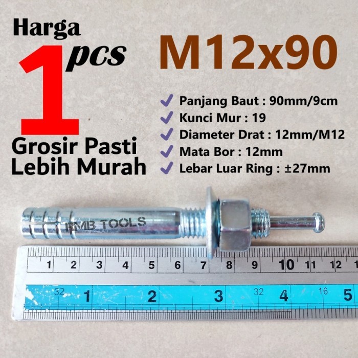 Hit Anchor M12x90 9cm Dynabolt Angkur Ketok / High Anchor M12 x 90