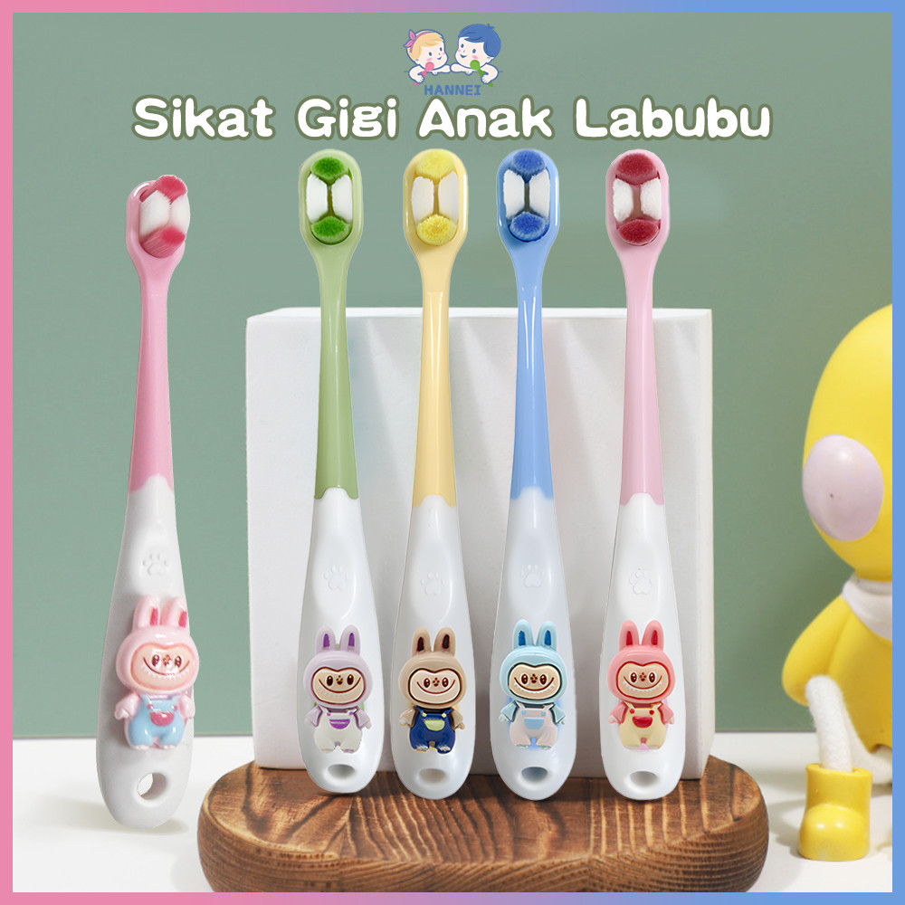 Hannei Sikat Gigi Anak Bayi Motif Labubu Lembut Kids Toothbrush