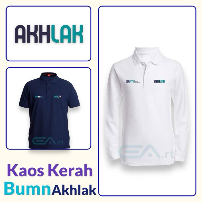 [ BIG SIZE ] Polo Shirt • Kaos kerah • Kaos Polo • BUMN AKHLAK • Bordir Komputer