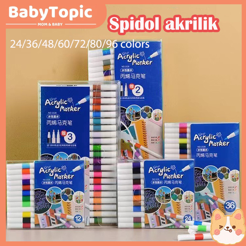 

【Ready stock】 Acrylic Marker Set Spidol 24/36/48/60/72/80/96 Colors Akrilik DIY Painting Spidol Pastel Pulpen Highlight Drawing
