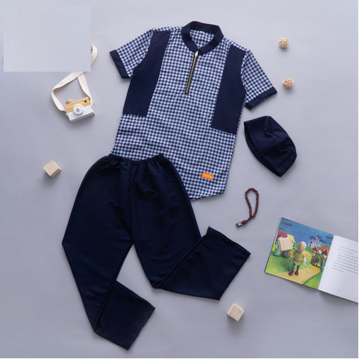 [[Ramadhan Sale]] Baju Koko Anak Laki Laki + Baju Anak Laki Laki Maroko 29 - Biru, XXS