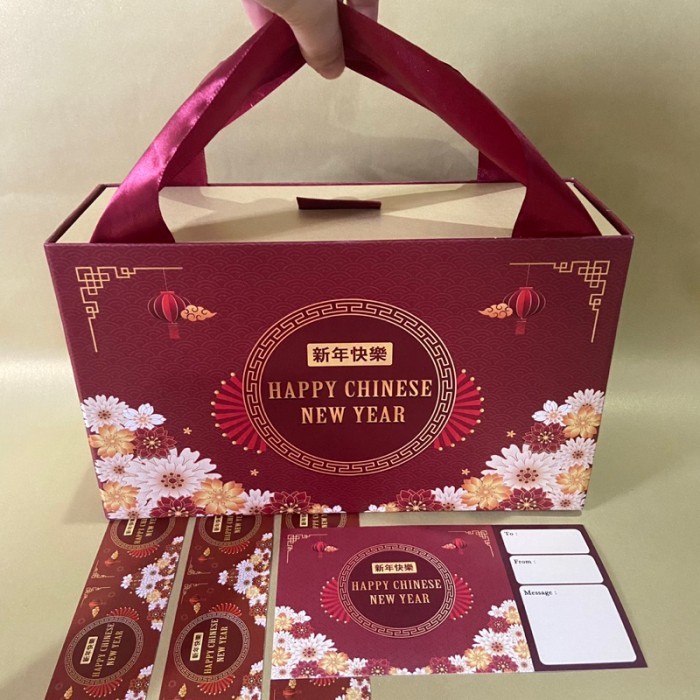 

TP Kotak Hampers Imlek Premium Hard Box Isi 3 Toples Kue Kering Imlek CNY