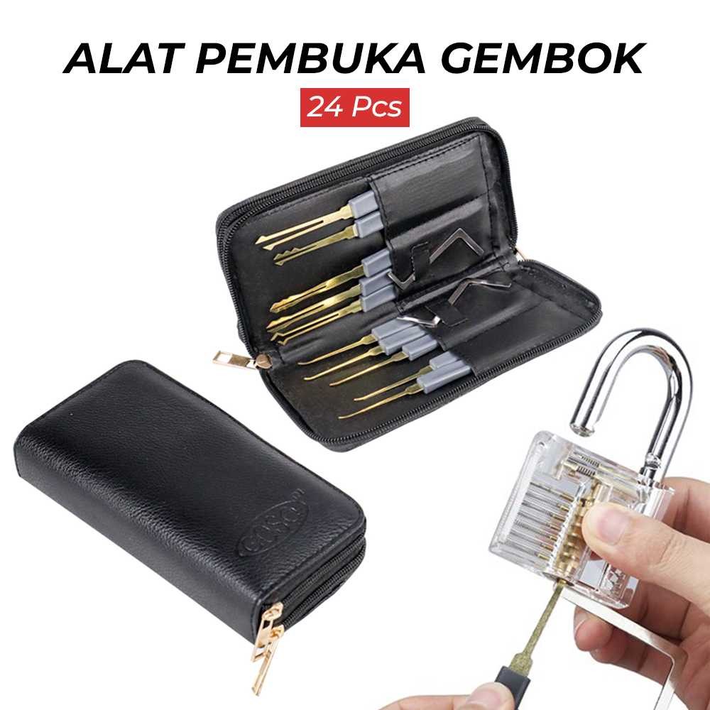 Alat Pembuka Gembok Goso Set Kunci Pintu Lock Pick Locksmith 24 PCS - 038