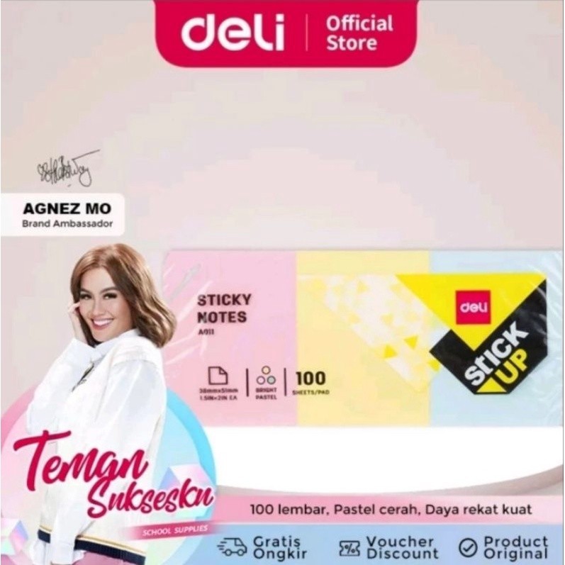 

BOBOMART X YENYEN_ATK Memo Tempel Deli EA01103-Sticky Notes 38x51mm 1.5" x2" 100 Sheet