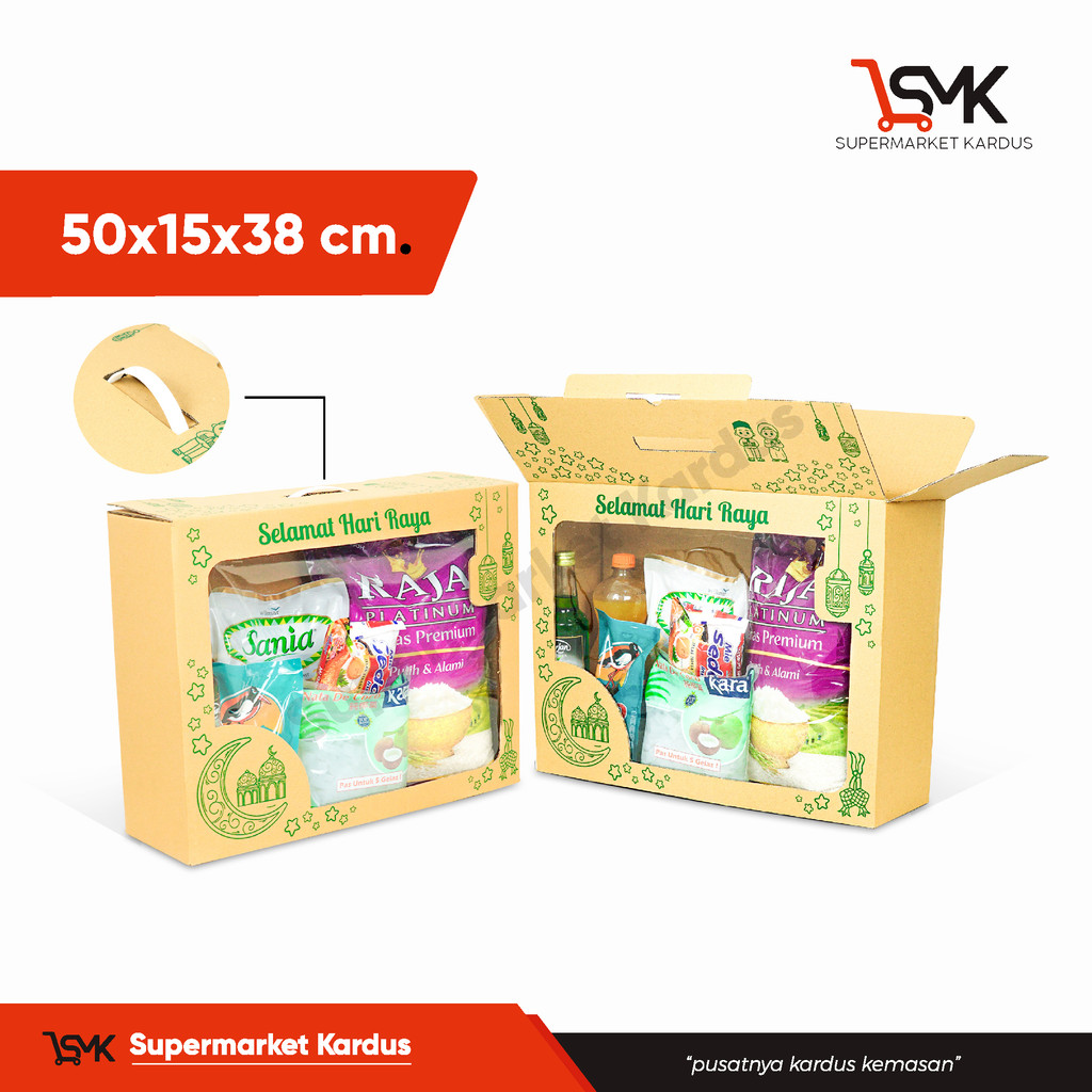 

BOX 50x15x38 (SIZE-M) KardusHandle/Jinjing/Parcel/Parcell/Lebaran/Idul Fitri/Fitri/Eid Mubarak/Ied/Eid/Mubarak/box Paket/box Sembako/Hampers/Normal/Tinggi10/Tinggi31
