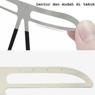 PENGGARIS DENGAN BOX PENGGARIS ALIS BESI / CETAKAN ALIS PENGGARIS BESI BENTUK ALIS / EYEBROW RULER A