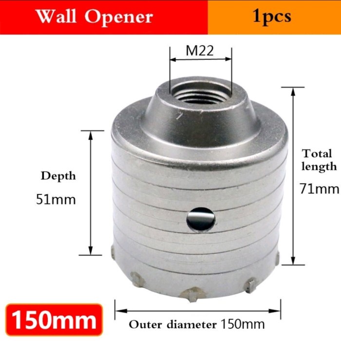 Mata Bor Hole saw Lubang Tembok Beton Hole saw Hallow Core Hole Saw - 150 MM