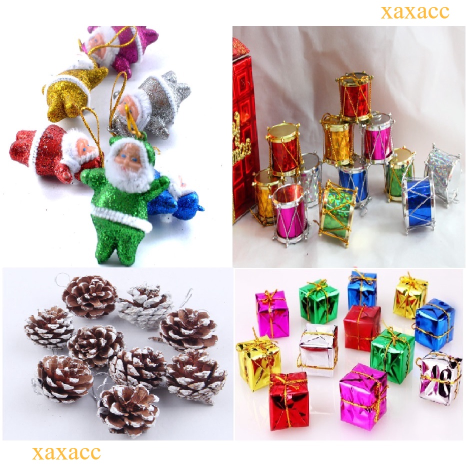 Dekorasi Hiasan Pohon Natal Santa Kado Drum Biji Pinus Mini Hiasan Pohon Natal Lucu Merry Christmas 