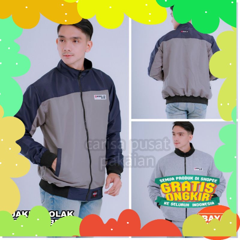 100% ORI Jaket Bomber Pria Bolak Balik Bahan Anti Air Tebal Waterproof Jaket Motor Jaket Cowok Jaket