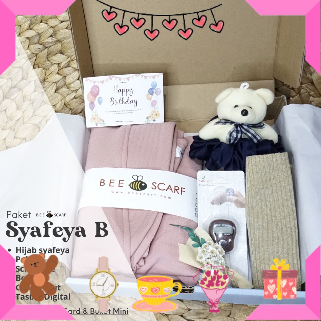 

HAMPERS BAYI ANAK MUDA REMAJA PACAR ISTRI BIKIN ROMANTIS ANNIVERSERY/ Beescarf - Hampers Hijab Lengkap Kado Ultah - Free Gift - Hijab Syafeya Polos Instan Premium - Bisa COD / ULTAH LAHIRAN WISUDA JADIAN
