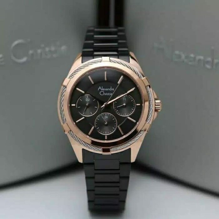 Jam Tangan Wanita Alexandre Christie AC 2841 2841BF Black Rosegold