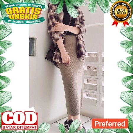 KOREAN STYLE OOTD TRENDY TERBARU /Rok Rajut Span Knit - Wearing BENA