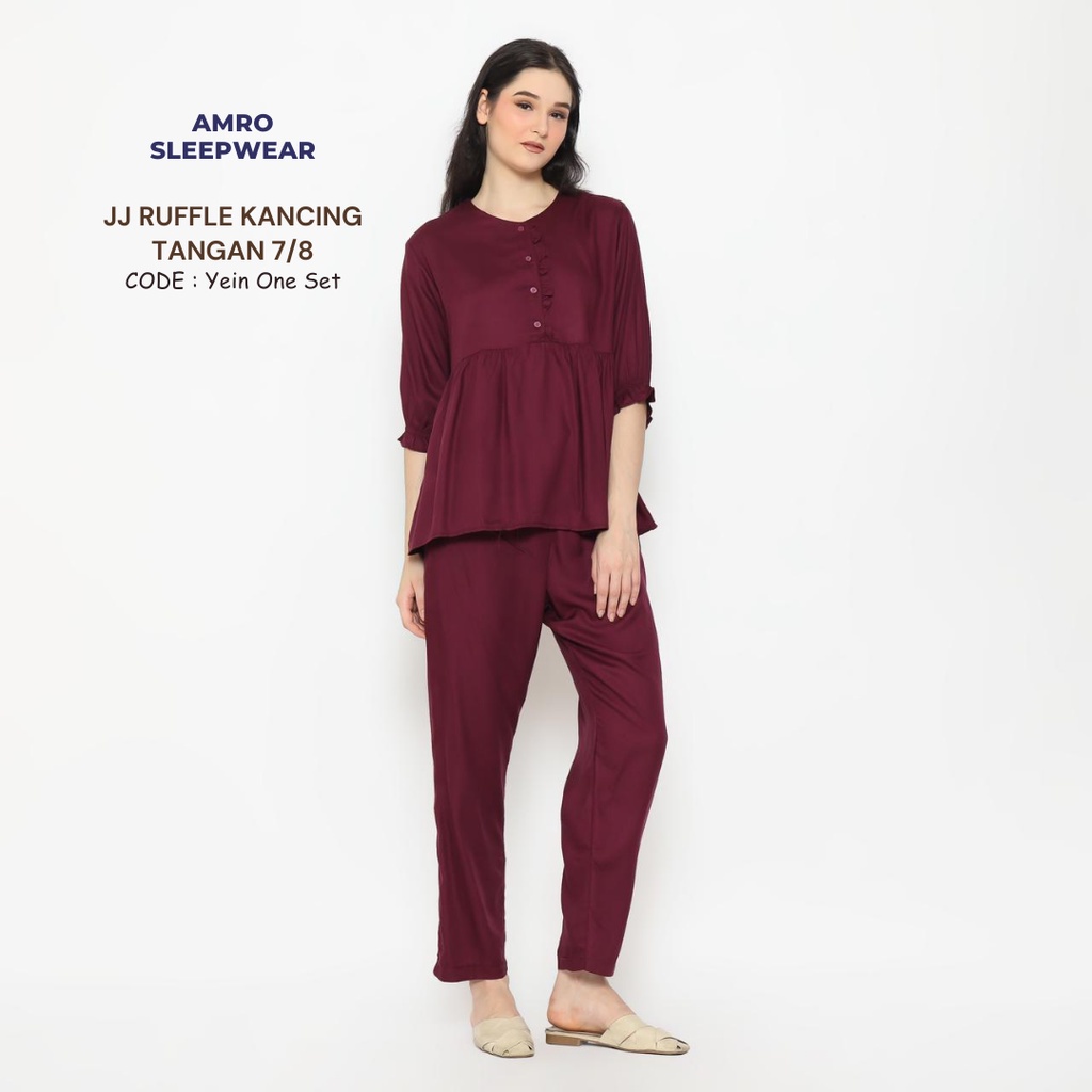 YEIN ONE SET - CP RUFFLE KANCING TWILL - AMRO SLEEPWEAR
