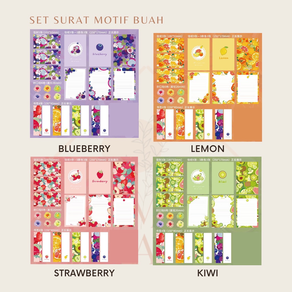 

RB RUMAH KRAVE - Set Surat Motif Buah Kertas dan Amplop Letter Envelope Fruit