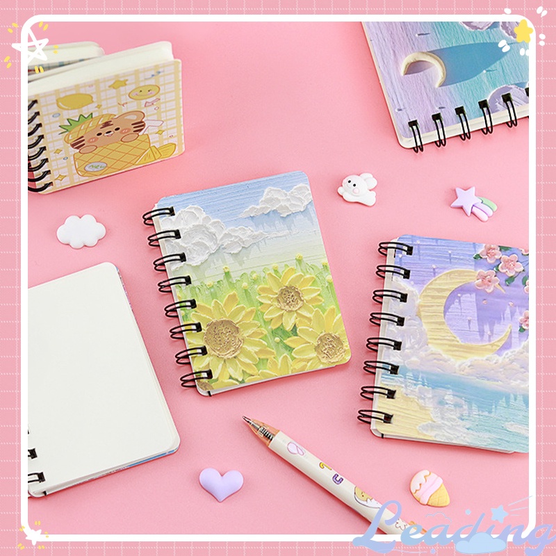 

Notebook Kartun Coil Lukisan Minyak Hewan Notebook Mini Siswa Alat Tulis-Le