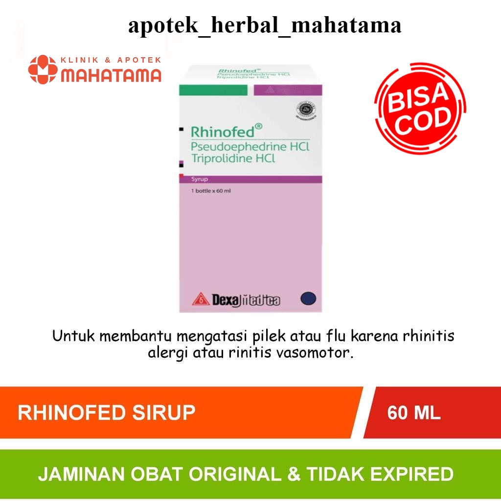 (Bisa COD) Rhinofed Sirup Isi 60ml | Obat Pilek untuk anak-anak Produksi Dexa