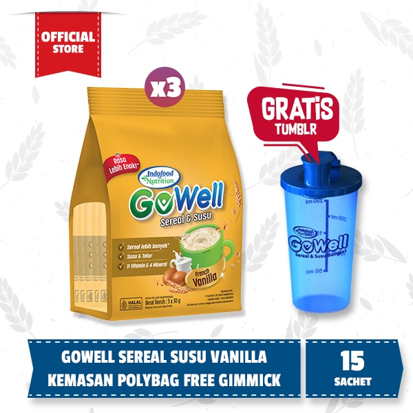 

3 PACK - Gowell Sereal Susu Rejuv Polybag Vanila Free Tumbler