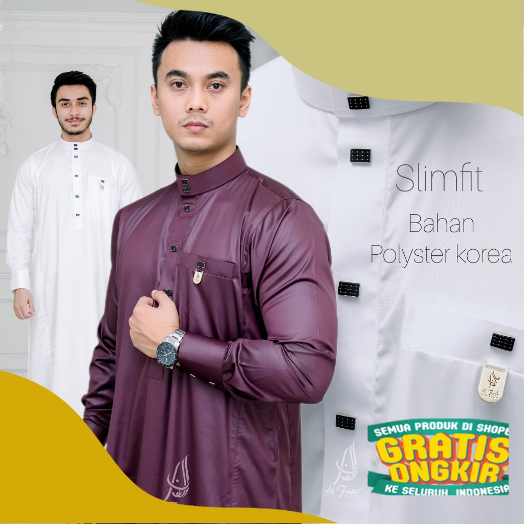 Jubah Gamis Pria Jubah slimfit polyster korea jubbah muslim gamis alfaan busana muslim pria model al