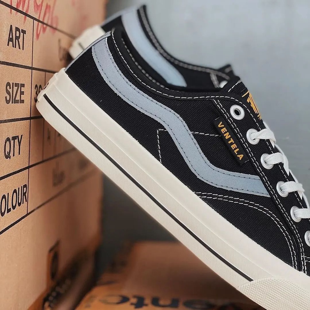 POTONGAN HARGA TERMURAH SEPATU SNEAKERS LOKAL PRIA WANITA VENTELA NEW PUBLIC BLACK NATURAL LOW HIGH 