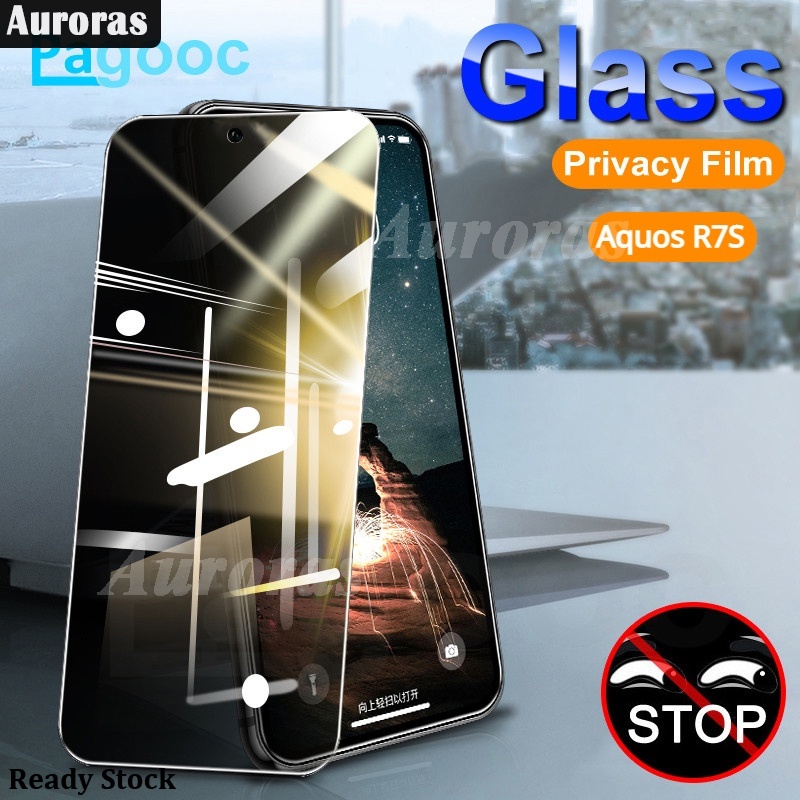 2 Pack Privacy Glass for Sharp Aquos R7S Screen Film Full Screen Cover Tempered Glass Privacy Protec